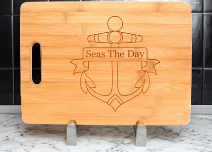 Customized Boating Gift Nautical Boat Name Anchor Personalized Rectangle Shaped Wood Cutting Board