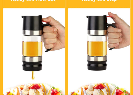 HOMKULA Glass Honey Dispenser No Drip, Maple Syrup Dispenser, 9 OZ