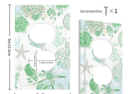 Beach Nautical Starfish Scallop Coral Conch Outlet Covers 1 Gang Duplex Light Switch Cover Decorative Switch Plates Electrical Receptacle Faceplate Wall Plate for Bathroom Home Decor