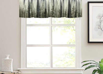 ZhiRain Forest Tree Valance Curtain Pine Coniferou Trees Natural Plant Landscape Rod Pocket Valance Window Treatments 1 Panel Short Curtains for Kitchen Farmhouse Living Room Decor 54 x 18 in