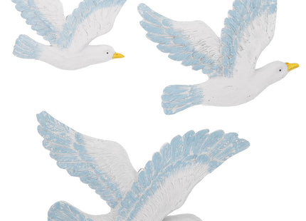HEALLILY Mediterranean Style Seagull Wall Hanging Decoration 3Pcs Resin Seabirds Nautical Wall Sculptures Coastal Home Decor for Living Room Bar Cafe