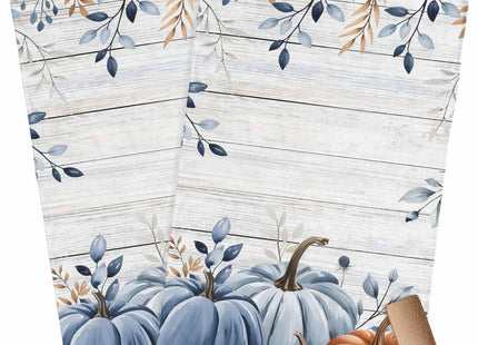 Fall Kitchen Towels Orange Blue Pumpkin Thanksgiving Hand Towels Autumn Leaves Dish Towel Cleaning Cloth Soft Absorbent Quick Drying 2 Pack Dish Cloths for Kitchen, Bathroom Autumn Decoration