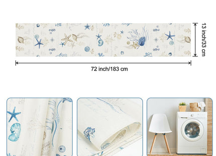 Bonhause Nautical Coastal Table Runner 13x72 Inch Ocean Themed Starfish
