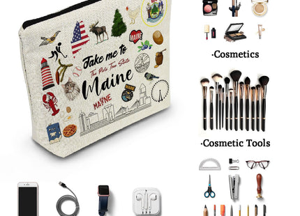 YULUENZE Take Me To Maine Print Canvas Cosmetic Bag