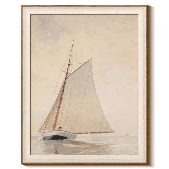InSimSea Framed Canvas Wall Art of Large Coastal Sailboat - Classical Art for Living Room and Bedroom, White Sailboat Sea Painting, Home Decor Artwork 16x20In