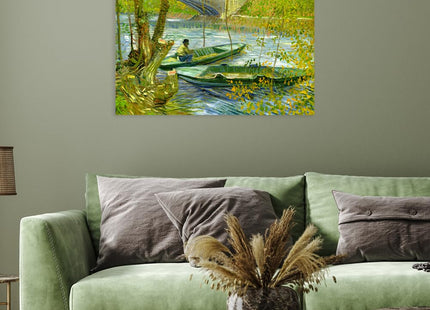 DECORARTS Van Gogh Canvas Wall Art, Fishing in the Spring, 30x24''
