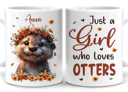 Hyturtle Personalized Cute Otter Coffee Mug - Gift For Otter Lover - Just A Girl Who Loves Otters - Otter Gift For Women - Animal Lover Gift - Birthday - Custom Coffee Cup Ceramic Mug 11oz - 15oz