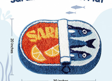 FROZZUR Sardine Fish Bath Mat, Coastal Tufted Bathroom Rug, 30''x20''