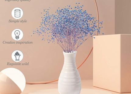 Unbreakable Vase for Flowers, Ceramic Look Plastic Vase for Home Decor, Living Room, Table (Seashell White)