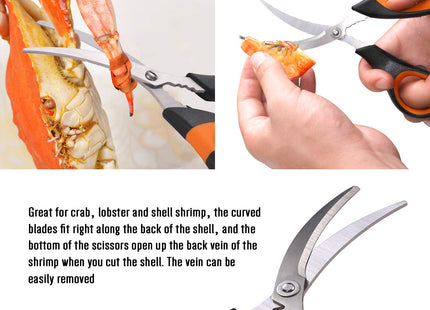 4-Person Seafood Tools Set includes 2 Crab Crackers, 4 Lobster Shellers, 4 Crab Leg Forks/Picks and 1 Seafood Scissors - Nut Cracker Set
