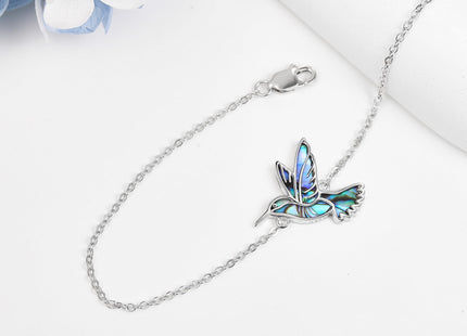 AXOMY Hummingbird Bracelet 925 Sterling Silver Abalone Shell Humming Bird Bracelets Hummingbird Jewelry Gifts for Women Mom Hummingbirds Lovers