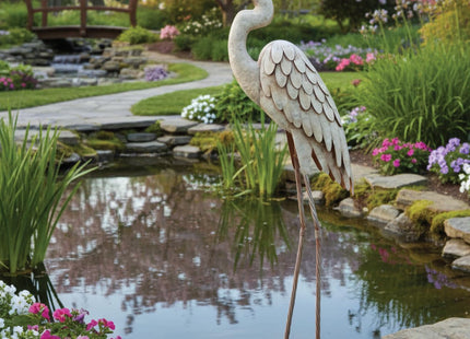 Regal Art & Gift Metal Egret Statue – Coastal Heron Garden Sculpture, Elegant Bird Decor for Lawn, Patio, or Beach House Yard – Sturdy Outdoor Standing Crane Ornament, 16.5""L x 8.25""W x 34.25""H