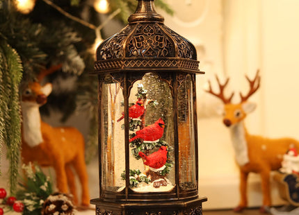12.6Inch Cardinal Christmas Snow Globes,Musical Light Up Glitter Red Cardinal Snow Globe Lanterns,6H Timer USB Operated Cardinal Gifts for Christmas Decoration