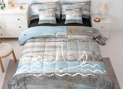 Erosebridal Anchor Comforter Set, Nautical Ocean Bedding, Queen 7 Pieces