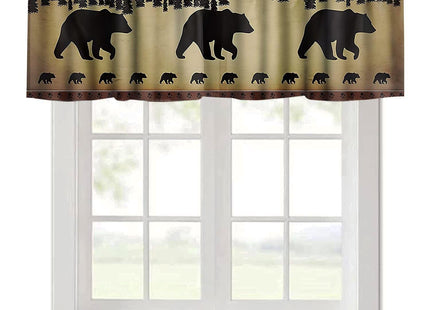 SXXLDNG Cabin Curtain Valance for Windows Black Bear Country Style Pine Tree Silhouettes Kitchen Windows Valances Window Treatment Short Topper Curtains for Kitchen Living Room 1 Panel,54x18 inch