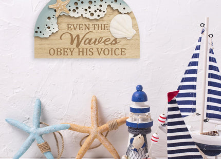 flangairy Beach Wall Decor With 3d Starfish Seashell Waves, Wooden Coastal Wall Art Nautical Beachy Theme Room Bathroom Ocean House scripture Sign Table Shelf Window Sill Decorations For Home