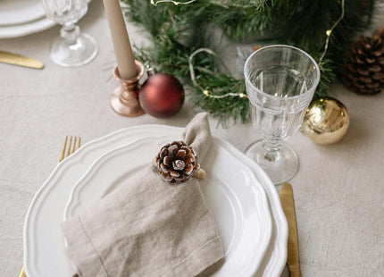 Kalopro Christmas Napkin Rings Set of 6, Farmhouse Pinecone Napkin Ring Holders for Festive,Holiday, Party, Dinning Table Decor (Pinecone)