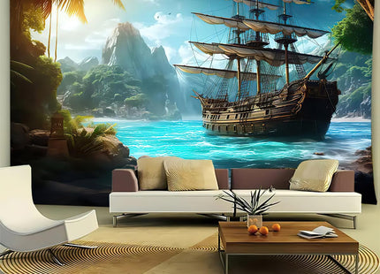 FENDROM Nautical Tapestry Decor Ghost Sailboat Wall Art Aesthetics Pirate Ship Fantasy Wonderland Wall Hanging for Bedroom Living Room Dorm