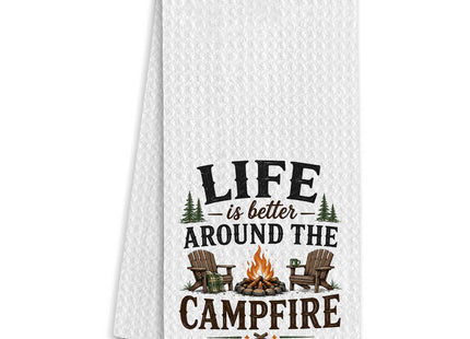 Elmsfell Camping Kitchen Towel 16x24, Life is Better Around the Campfire