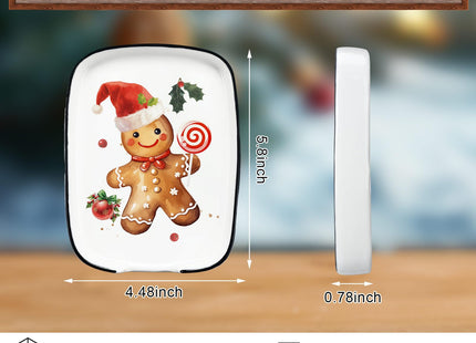 Teenyyou Christmas Ceramic Spoon Rest 5.8" Gingerbread Utensil Holder