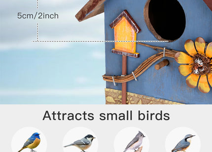 DEWEL Bird Houses for Outside Clearance, Hanging Birdhouses for Outdoors, Garden Wooden Blue Bird Houses for Outdoors, Bird Nesting Box for Bluebird Finch Swallow Wren Chickadee, Gift for Bird Lovers