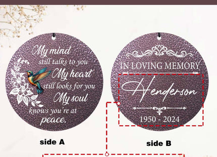 Personalized Wind Chimes Memorial Mother Father, Hummingbird Keepsake