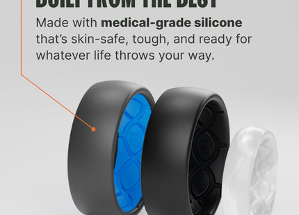Groove Life Silicone Ring for Men, Rubber Wedding Band, Anchor/White 7