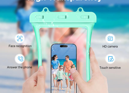 CACOE Floatable Waterproof Phone Pouch 2 Pack Up to 10.0", Black+Green