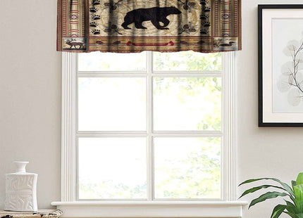 GoDazzling Vintage Animal Deer Bear Kitchen Curtain Valance, Rustic Style Wildlife Deer and Bear Window Valance, for Bedroom Living Room Cafe Bathroom W54xL18in 1 Panels