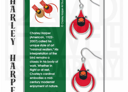 Charley Harper Flying Cardinal Earrings