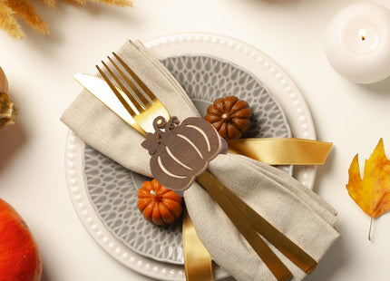 Roshtia 6 Pcs Wooden Fall Napkin Rings Thanksgiving, Pumpkin