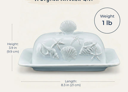 Blue Sky Clayworks 20770 Laguna Coastal Butter Dish, Blue