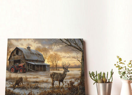 Estused Deer Wall Art Farmhouse Deer Wall Decor Rustic Old Barn 16"x12"