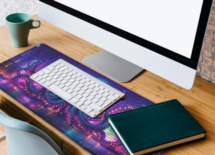 Octopus Gaming Mouse Pad Desk Pad Neon Cityscape Cthulhu Mousepad XL Large Gaming Mouse Pad Laptop Keyboard Mat Desk Pad Office Home Decor for Women Girl 31.5"x11.8"