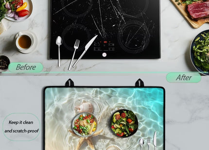 Txsniver Stove Top Cover for Electric Heat Resistant Glass Ceramic Cooktop Cover Mat Versatile Flat Top Induction Stove Cover Protector for Kitchen Decor, 29 x 21 Inch, Starfish Seashell