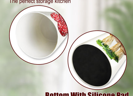 pinata Mushroom Kitchen Decor Rustic Embossed Ceramic Utensil Holder