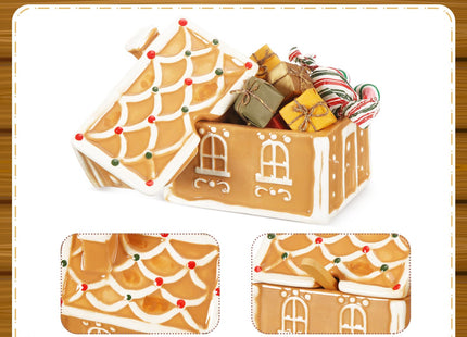 Honeydak 2 Pack Ceramic Gingerbread House Cookie Sugar Bowl