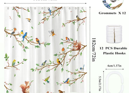 Arquiel Bird Branch Squirrel Polyester Shower Curtain, Squirrel, 72×72 in