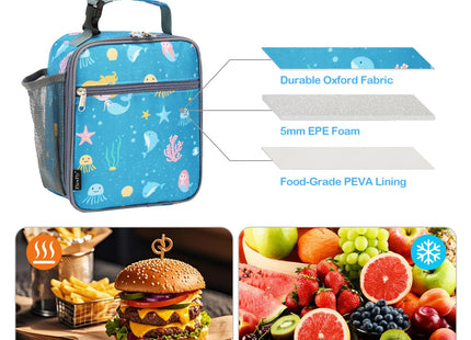 FlowFly Kids Lunch box Insulated Soft Bag Mini Cooler Back to School Thermal Meal Tote Kit for Girls, Boys, Mermaid