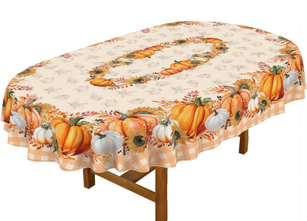 bnhjsdw Fall Pumpkin Tablecloth Buffalo Plaid Thanksgiving Autumn Table Cloth 60"x84", Waterproof Fall Table Cover for Harvest Party Decoration-Orange Pumpkin