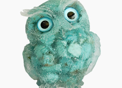 XYLIBLLA Hand-Carved Natural Crystal Owl Statue Owl Decor ，Green Owl Figurine, Animal Figurines Desk Decor and Owl Gifts for Women.（Turquoise）