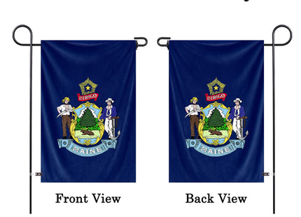 Maine State Garden Yard Flag 12x18Inch American Territories ME Yard Banner Vertical Double Sided Polyester Small Flag Patriotic State Celebration Party Outside Decor