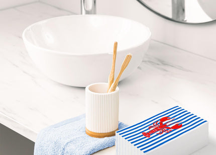 FYSUIMU 50 Pcs Summer Crawfish Guest Napkins Watercolor Crayfish Stripe Paper Napkins Dark Blue Red Lobster Disposable Bathroom Hand Towels for Party Dinner Table Supplies