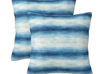 KiuLoam Beach Summer Pillow Covers 18x18 Inch Set of 2 Ocean Blue and Cream Striped Decorative Throw Pillows Outdoor Coastal Decor Cushion Cases for Sofa Bed Couch Living Room
