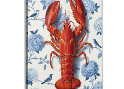 BNHJKFQZ Coastal Beach Lobster Wall Decor,Blue Hydrangea Wall Art Prints,Red Lobster Gifts Decorations, Beach Room Poster Decor for Kitchen Living Room Bedroom, 14x11 Inches Framed,