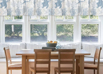 Rullikatlyi Light Blue Coastal Curtain Valances for Windows, Sea Turtle Beach Kitchen Valance Window Treatments 2 Pack, Nautical Coral Starfish Rod Pocket Short Curtains for Bathroom Bedroom 54x18Inch
