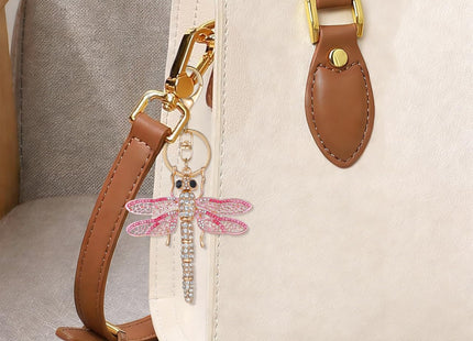 Amosfun Dragonfly Keychain Sparkling Rhinestone Dragonfly Keychain Pendant