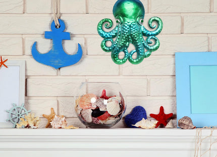 Newinhome Ocean Dreams Metal Wall Art - (Octopus) 2-Piece Handcrafted Iron Sea Creature Cutouts - Coastal Style Home Decor - Unique Gift