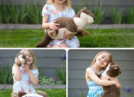 MaoGoLan 4pc River Otter Stuffed Animal with 3 Babies Inside-24in Giant Lifelike Soft Otter Plush Toys-Cuddly Wildlife Stuffed Animal for Kids