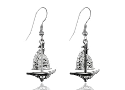 Inspired Silver - Sailboat - Silver Dangle Earrings for Women - Unique Charm Earrings French Hook Drop - Women's Dangly Earrings Jewelry Gift